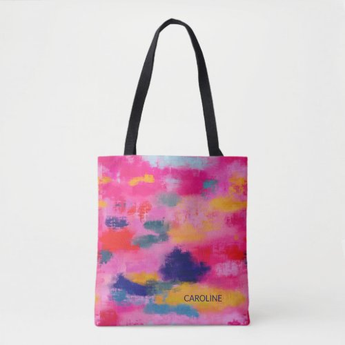 Joyful Vibrant Abstract Pink Tote Bag