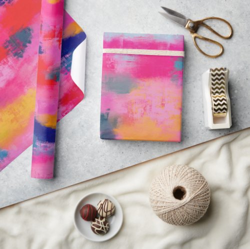 Joyful Vibrant Abstract Pink Wrapping Paper