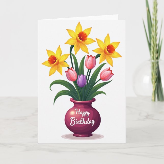 Joyful Vibrant Bouquet Card (Front)