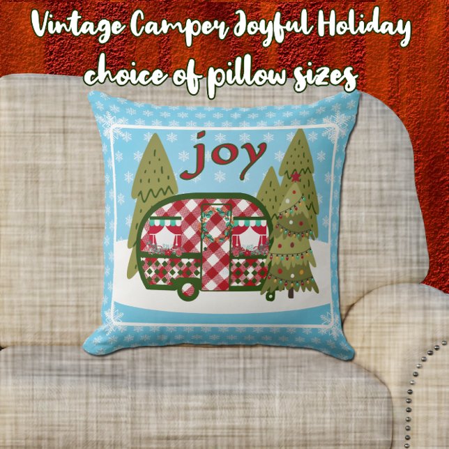 Joyful Vintage Camper Holiday  Throw Pillow (Creator Uploaded)
