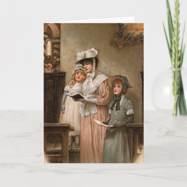 Joyful Vintage Christmas Greetings Holiday Card (Front)