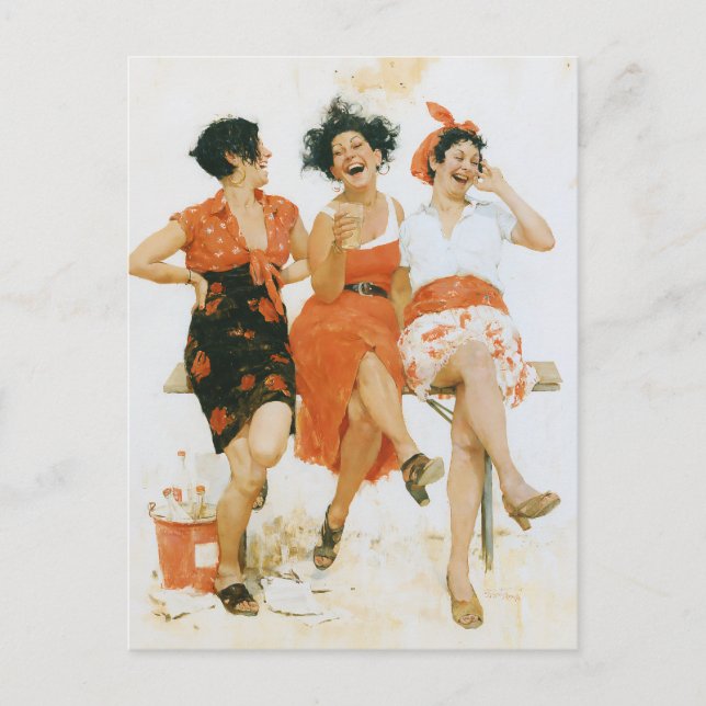 Joyful Vintage Summer Friends Postcard (Front)