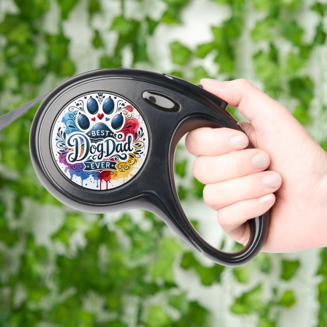 Joyful walks with whimsical dog dad leash! retractable pet leash  (Hand)