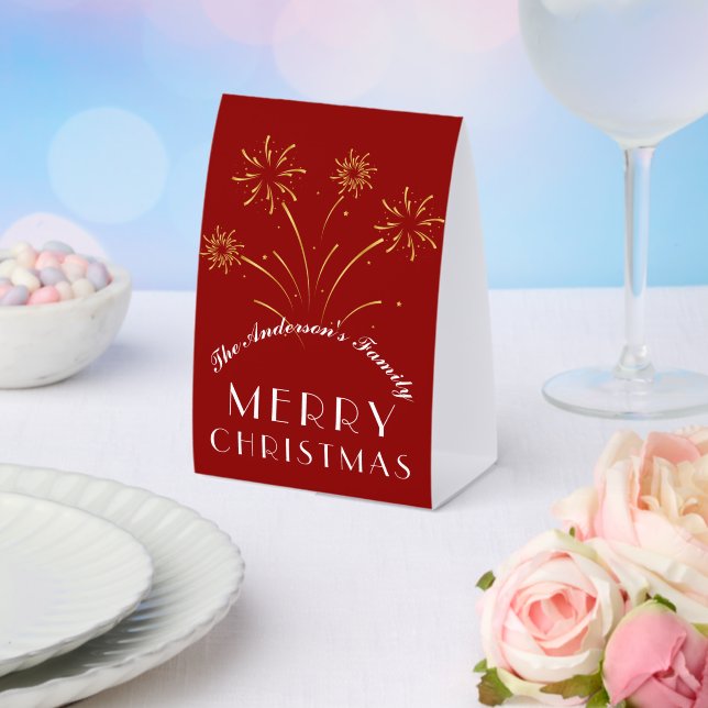 Joyful Warm Merry Christmas Party Paper Table Tent (Insitu(Wedding))