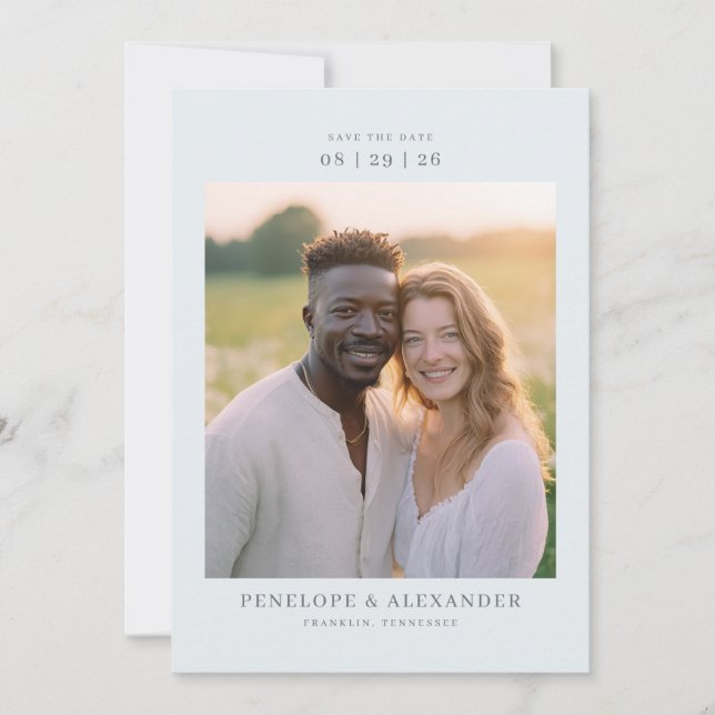 Joyful Warm Minimalist Photo Save The Date (Front)