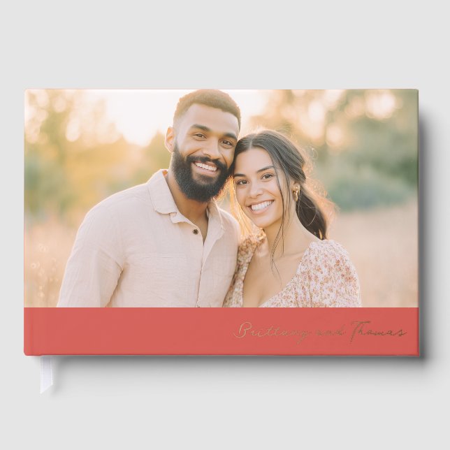 Joyful Warm Realistic Photo Foil Guest Book (Front)