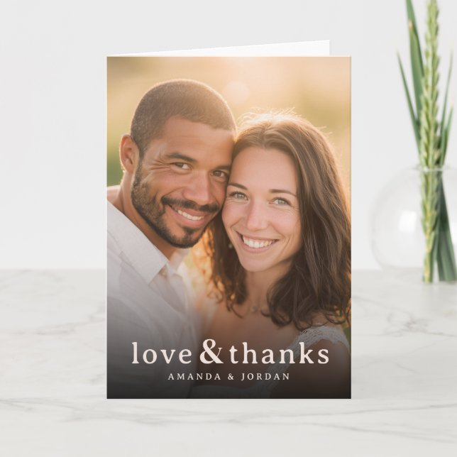 Joyful Warm Romantic Photo Letterpress Thank You Card (Front)