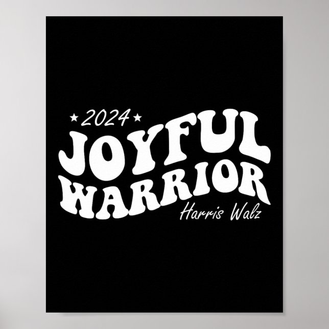 Joyful Warrior Kamala Harris Tim Walz 2024 Groovy  Poster (Front)