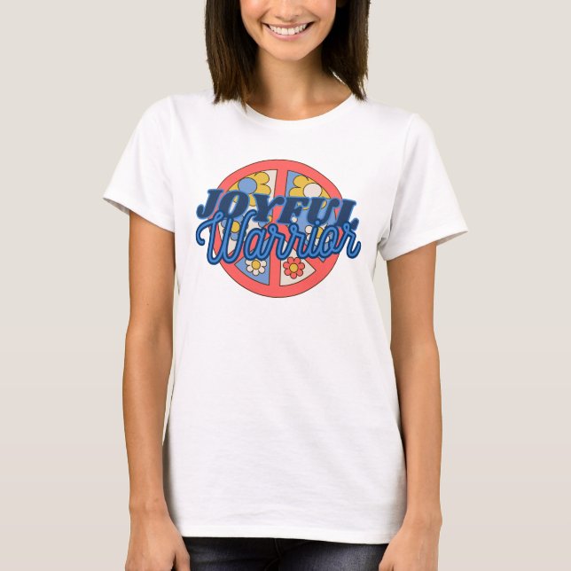 Joyful Warrior Peace Sign - Harris Walz 24 T-Shirt (Front)