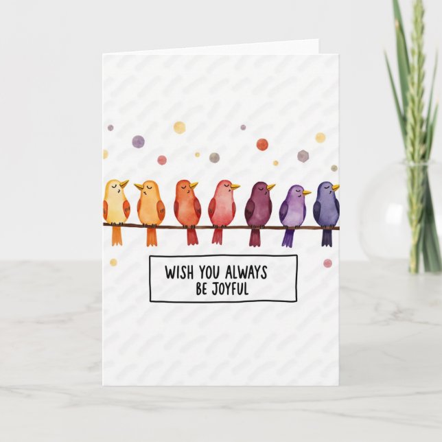 Joyful Watercolor Birds Card (Front)