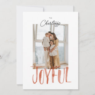 Joyful Watercolor Brush Lettering Flat Holiday Card