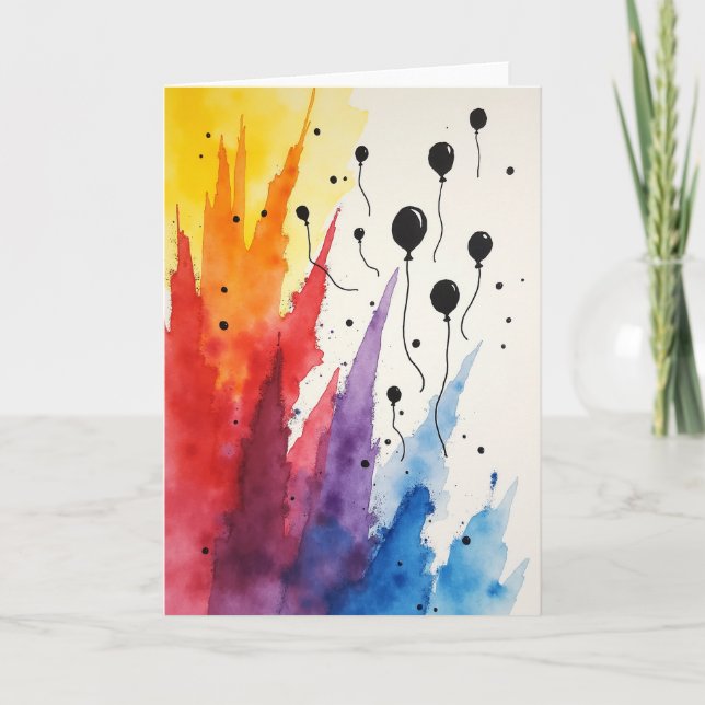 Joyful Watercolor Burst Card (Front)
