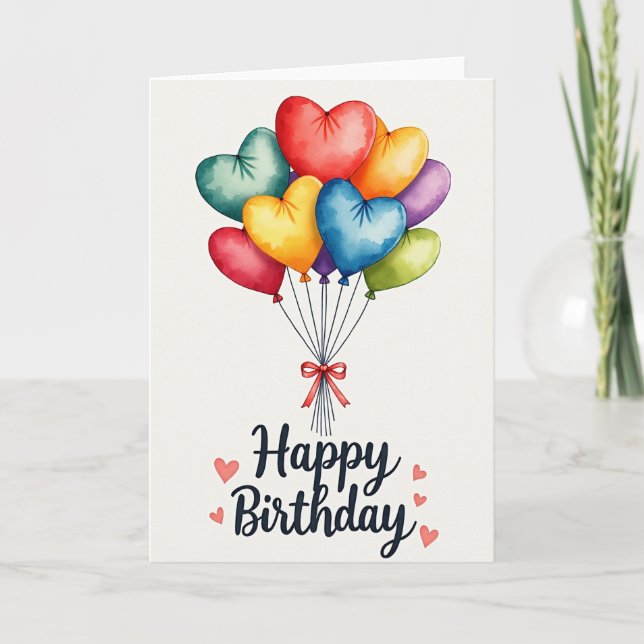 Joyful Watercolor Hearts Card (Front)