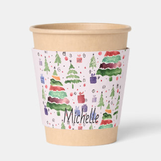 Joyful Watercolor Red Green Purple Blue Coffee Cup Sleeve
