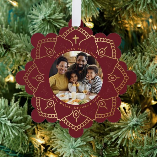 Joyful We Adore You  Christmas Hymn Holiday Photo Ornament Card