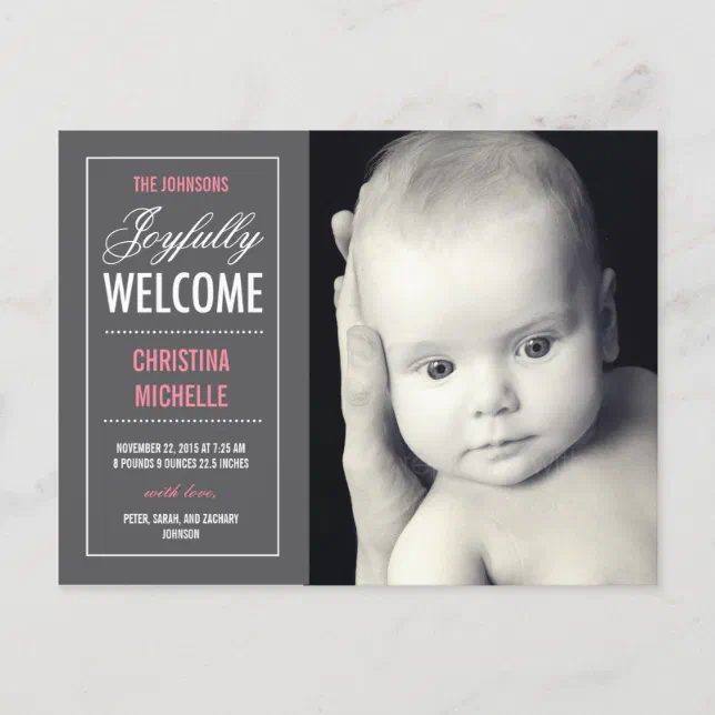 Joyful Birth Announcement Zazzle