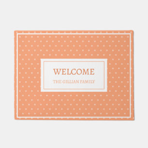 joyful welcome orange peach family doormat