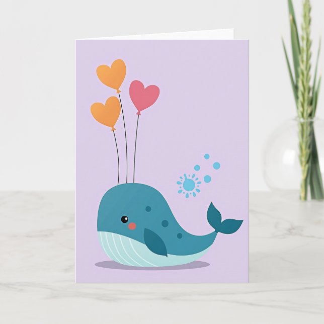 Joyful Whale Balloon Art Card (Front)