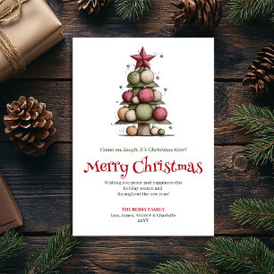 Joyful Whimsical Christmas Tree Minimalist Card