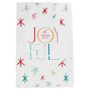 JOYFUL whimsical star modern colorful personalized Medium Gift Bag
