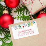 Joyful Whimsy Holiday Return Address Labels<br><div class="desc">Modern holiday return address labels with a colorful floral border to coordinate with our Joyful Whimsy collection. Personalize it with your family name and return address. Click Customize It to add a photo, change the background color, or edit the text fonts and colors to create a unique one of a...</div>