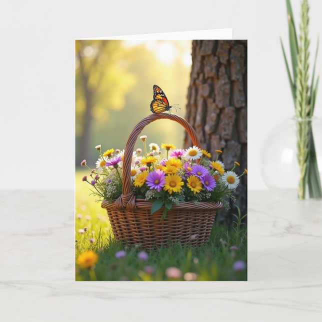 Joyful Wildflower Basket Card (Front)