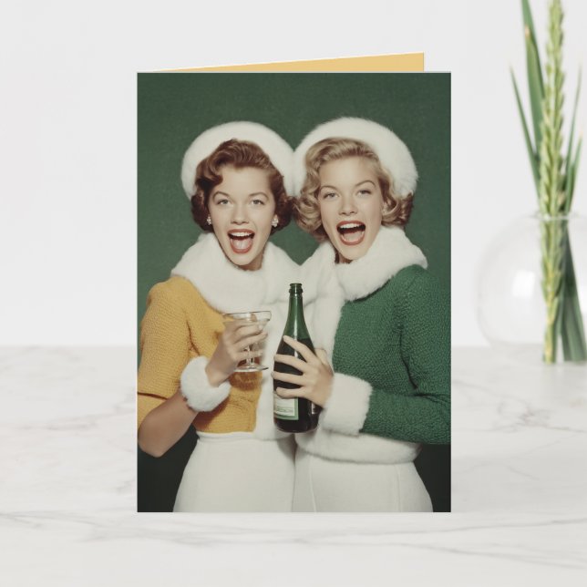 Joyful Winter Champagne Celebration Card (Front)