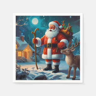 Joyful winter Christmas celebration scene Napkins