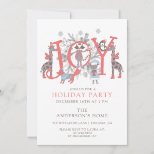 Joyful Winter Holiday Party Animals Invitation
