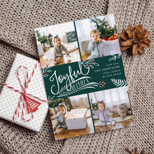 Joyful Wish | Christmas Photo Collage Card (Creator Uploaded)
