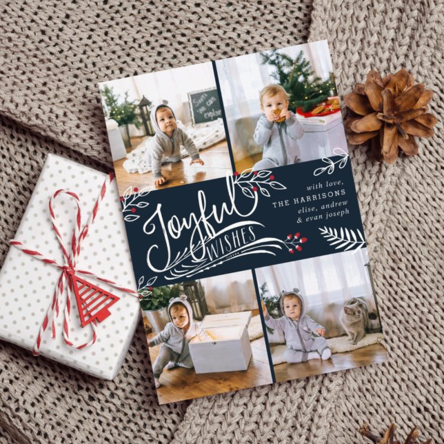 Joyful Wish | Christmas Photo Collage Card (Creator Uploaded)