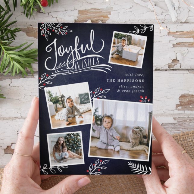 Joyful Wish | Christmas Photo Collage Card (Creator Uploaded)