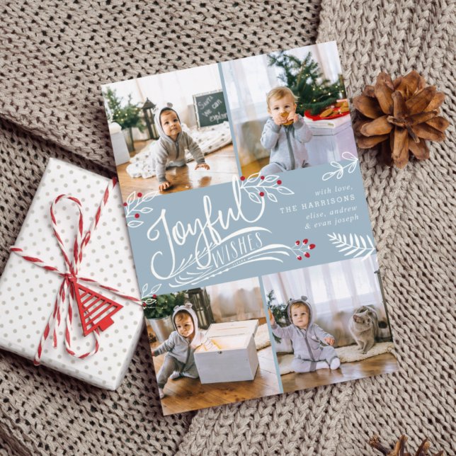 Joyful Wish | Christmas Photo Collage Card (Creator Uploaded)