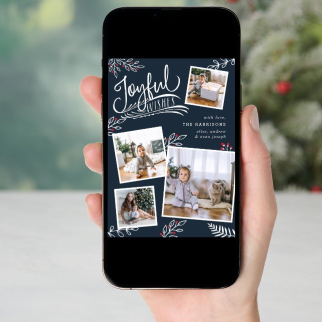 Joyful Wish | Christmas Photo Collage Card (Front Digital)