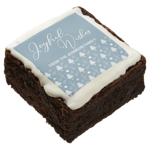 Joyful Wishes Chic Blue Trees Christmas Party Brownie