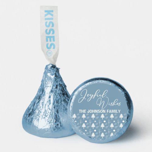 Joyful Wishes Chic Blue Trees Christmas Party Hersheys Kisses