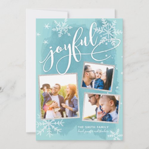 Joyful Wishes Christmas 3 Multi_Photo Collage Holiday Card