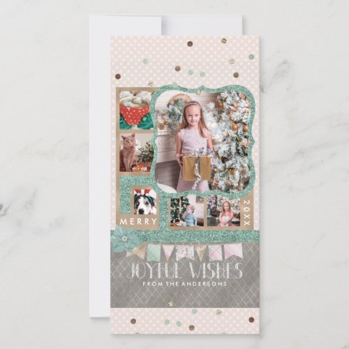 Joyful Wishes Christmas 6 Custom Photo Collage Holiday Card
