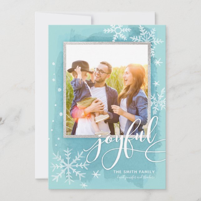 Joyful Wishes Christmas Photo Holiday Card (Front)