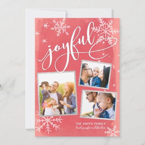 Joyful Wishes Christmas Red 3_Photo Collage Holiday Card