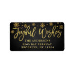 Joyful Wishes Faux Gold Chalkboard Holiday Address Label<br><div class="desc">Joyful Wishes Faux Gold Chalkboard Holiday Address label. Bring joy to your close ones and make the celebration unforgettable with this collection:

https://www.zazzle.com/collections/christmas_joyful_gold-119448944837872737?rf=238259176291992805

 For further customization,  please click the "customize further" link and use our design tool to modify this template.</div>