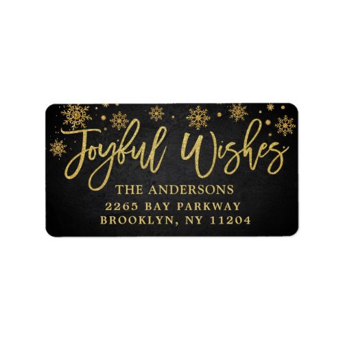 Joyful Wishes Faux Gold Chalkboard Holiday Address Label