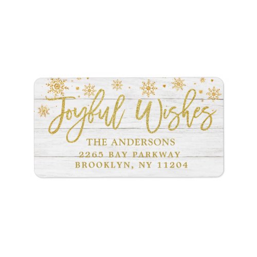 Joyful Wishes Faux Gold Rustic  Holiday Address Label