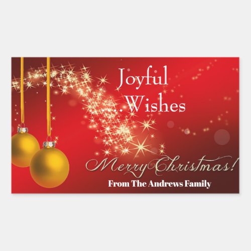 Joyful Wishes Red Gold Glitter Christmas Sticker