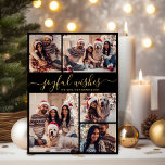 Joyful Wishes Script 5 Photo Collage Christmas  Holiday Card<br><div class="desc">Modern Simple Elegant Calligraphy Black and Gold 5 Photo Collage Joyful Wishes Script Christmas Holiday Card. This festive, minimalist, whimsical five (5) photo holiday greeting card template features a pretty grid photo collage and „Joyful Wishes” greeting text is written in a beautiful hand lettered swirly swash-tail font script in gold...</div>