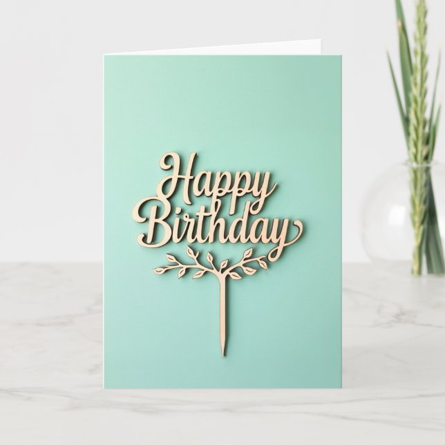 Joyful Wood Script Birthday Card (Front)