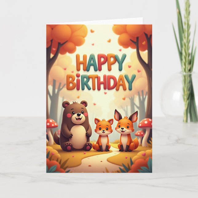 Joyful Woodland Animals Card (Front)