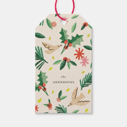 Joyful Woodland Bird Christmas Holiday Gift Tag