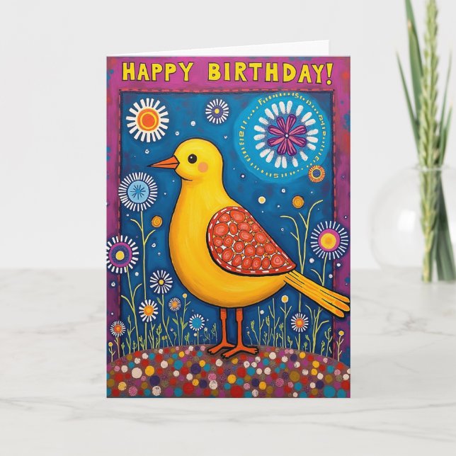 Joyful Yellow Bird Art Card (Front)