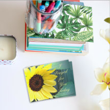 Joyful Yellow Sunflower Thinking of You Postcard
